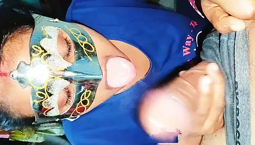 Indian village bhabhi sucking big dick for Cumshot in mouth , best oral sex face fucking deep throat video