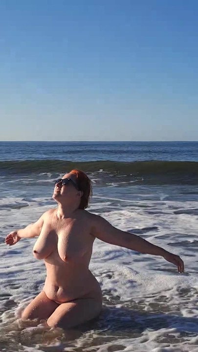 Real nudist Playing Naked in the Ocean Waves | Clip 2
