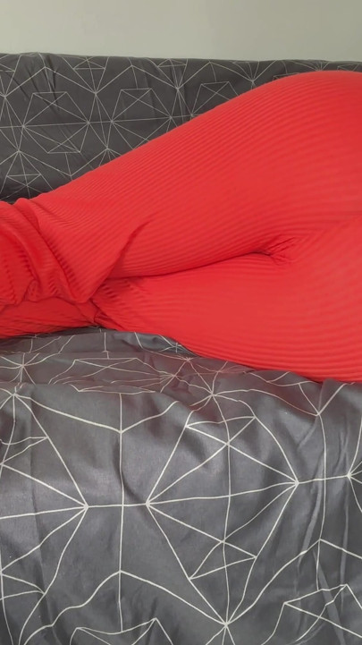 Sexy Red Outfit Fart Storm on Couch