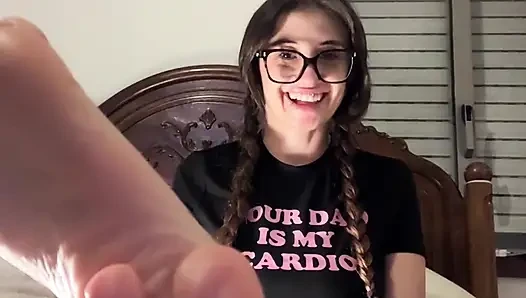 Nerdy Girl Showing Her Feet And Being Silly