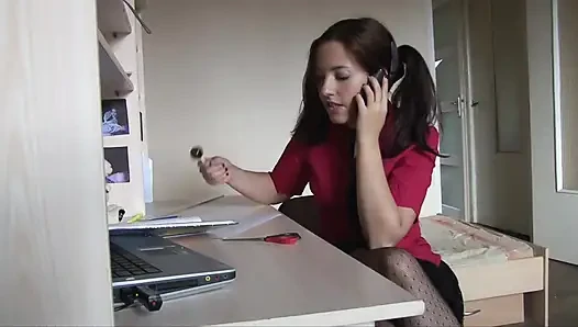 Cock hungry French teen gets anally drilled