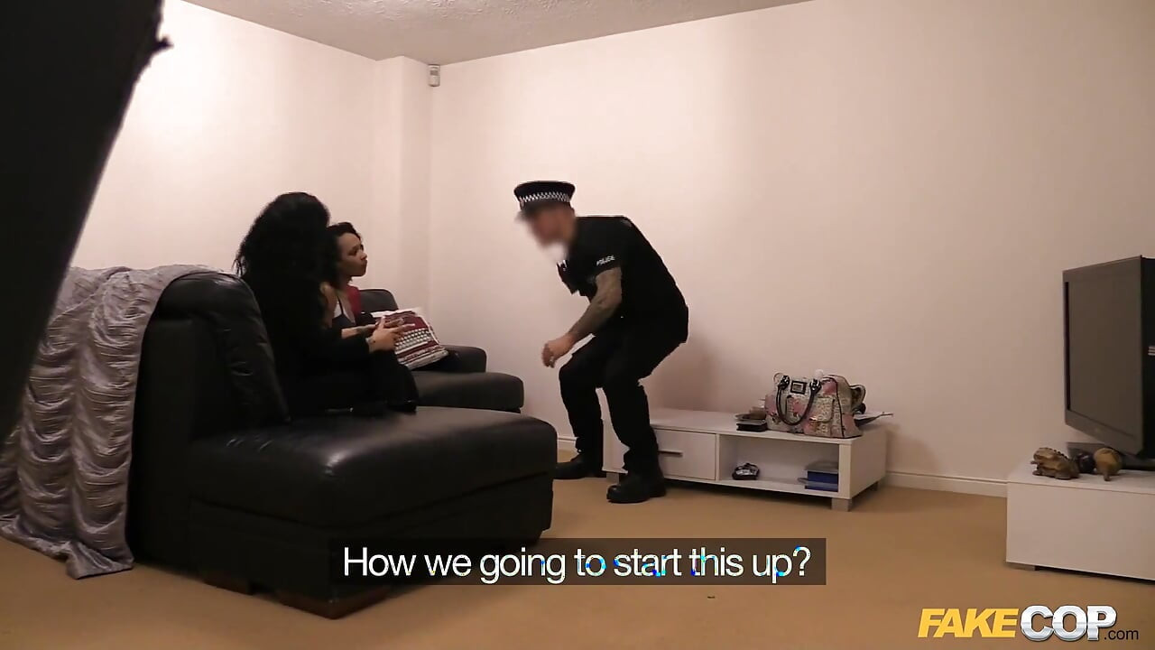 Fake Cop - Sasha Kas & Channel Get Into a Heated Dispute but Quickly Settle When a Fake Cop Joins for a 3some
