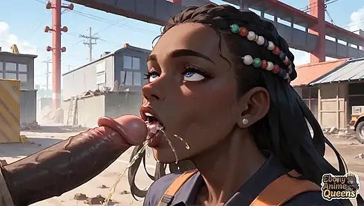 A Mesmerizing Black Goddess with Pleasure Button Hair Accessories Sizzles in a Dark-hued XXX Flick on a Sun-drenched