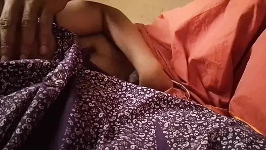 Tamil housewife's breasts are massaged by her husband