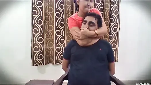 Lazy Husband Punished with Gagging