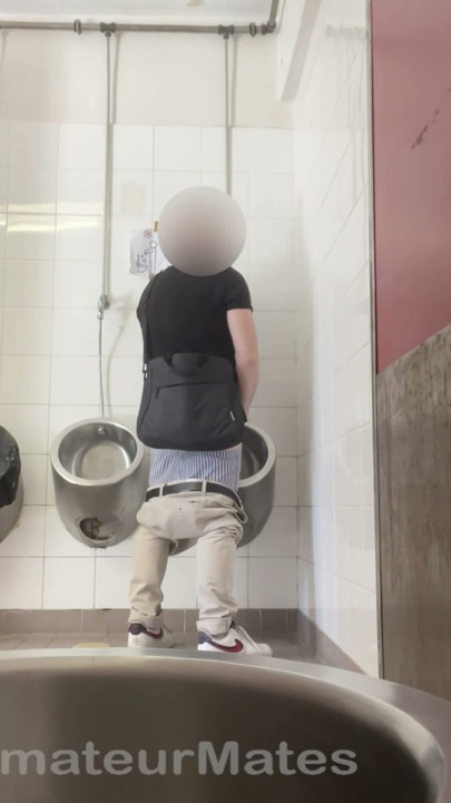 Amateur Straight Boy Trying to Get Caught at Public Urinal