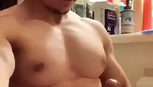 Muscle body big cock cum