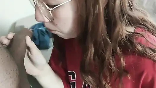 Shy Girlfriend Do a Blowjob Ends with a Lot of Cum on Her Tits