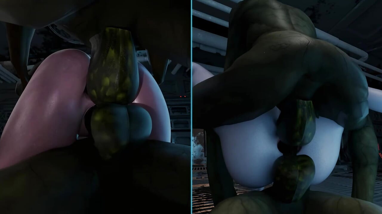 Lara a Tifa kouří ogre ptáka při šukání do kundičky a zadku současně. Monster zábava 3D Hentai hra