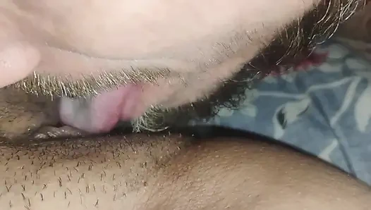 Cleaning up from her earlier bbc creampie