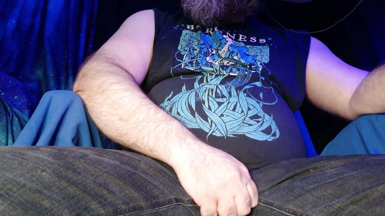 Daddy Rubbing Cock Though His Jeans