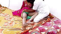 Desi Village Couple Homemade in pink saree Dotted Condom Hard Fuking