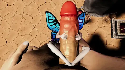 Fee und Riese kämpfen auf unkonventionale art und weise