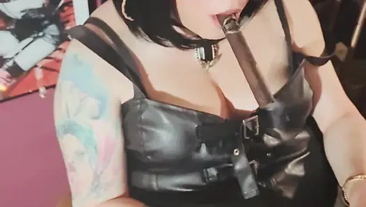 Leather & A Thick Cigar! Tina Snua Smokes A Cigar - Drifting Smoke Pantyhose