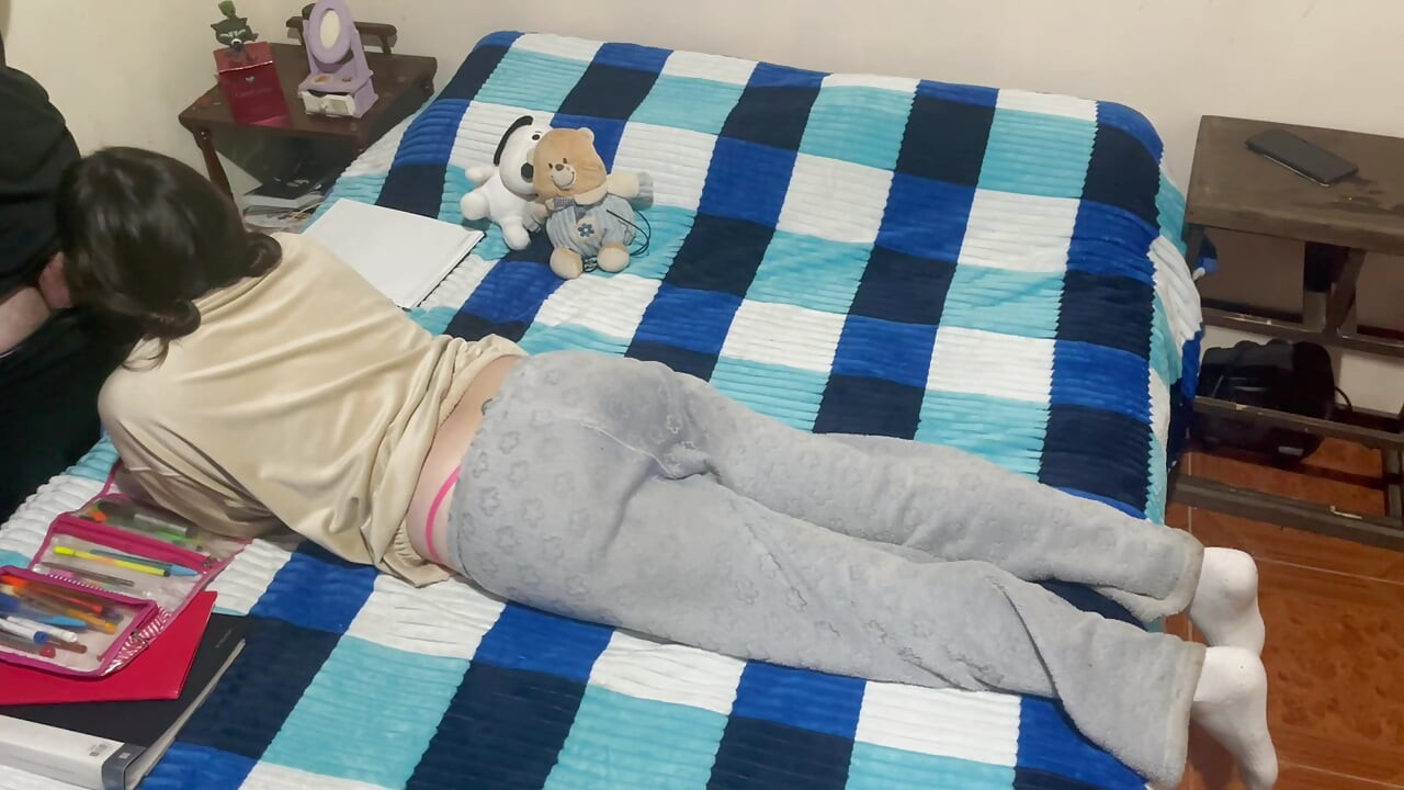 My roommate wants to do her homework, but she never says no to my penis.