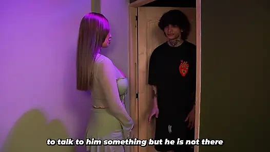 Busty MILF ends up having sex with her son's best friend when they're alone at home