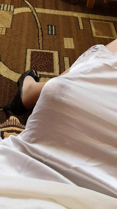 Satin nylon hard cock