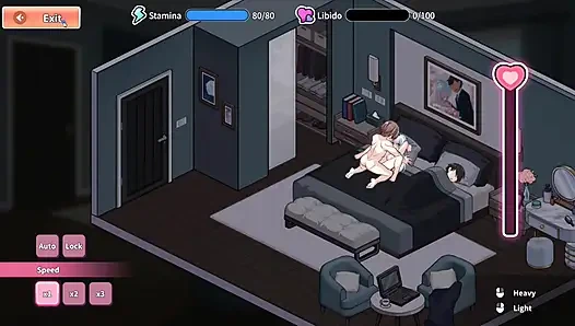 Хентай игра - секс замужней женщины шаловливой с большими сиськами - аморальная баня