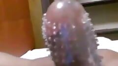 Hot Tamil guy mastrubation with Dotted condom.