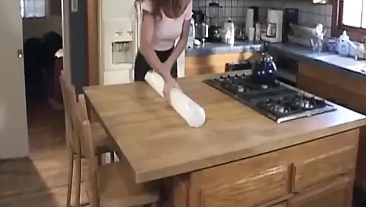Mature MILF Stretched Wide with Bottle and Thick Cock