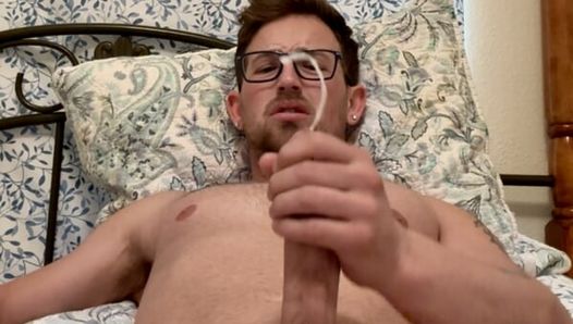 Cory Dickland stroking giant cock and cumming HARD and keeps stroking then eating cum and flexing