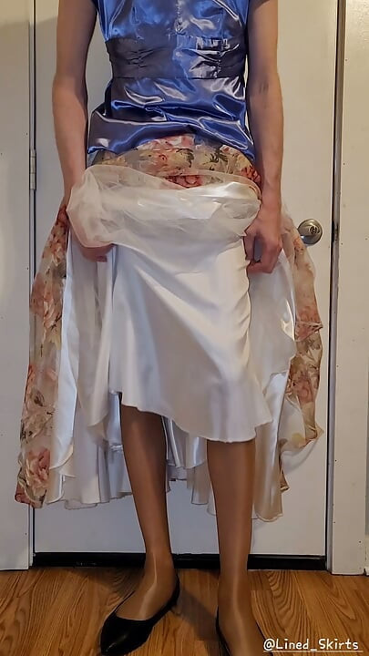 Slippery smooth satin layers underneath my skirt
