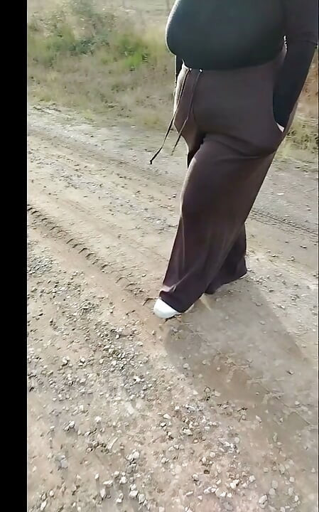 Stepmom in transparent t-shirt showing off in public.