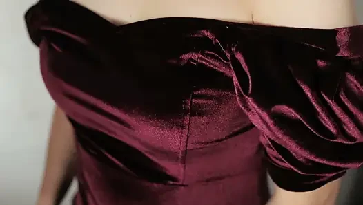 change clothes into a satin dress without wearing underwear and masturbate  Indonesian porn