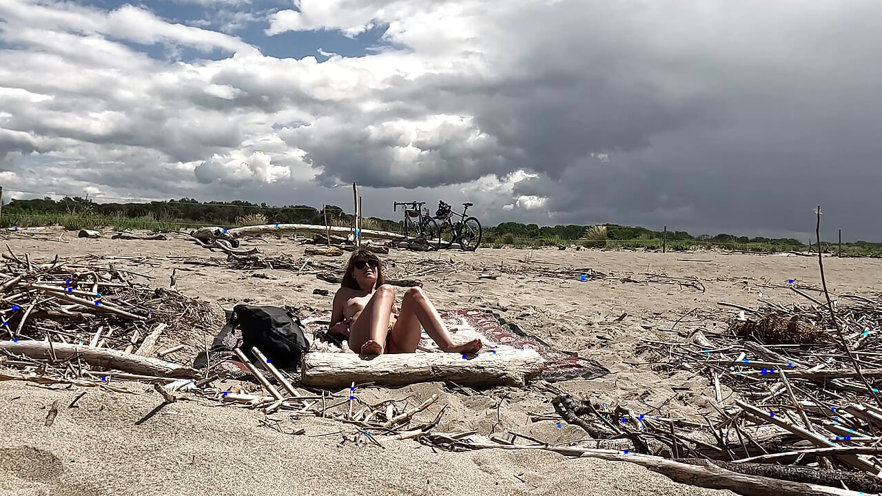 MILF Slut Topless Exhibitionist on the Beach, Teases Voyeur and Gets Fucked in Front of Everyone