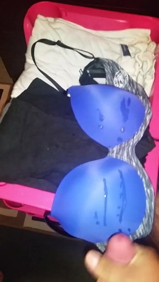 Cum on Baileys Blue bra 2ND time