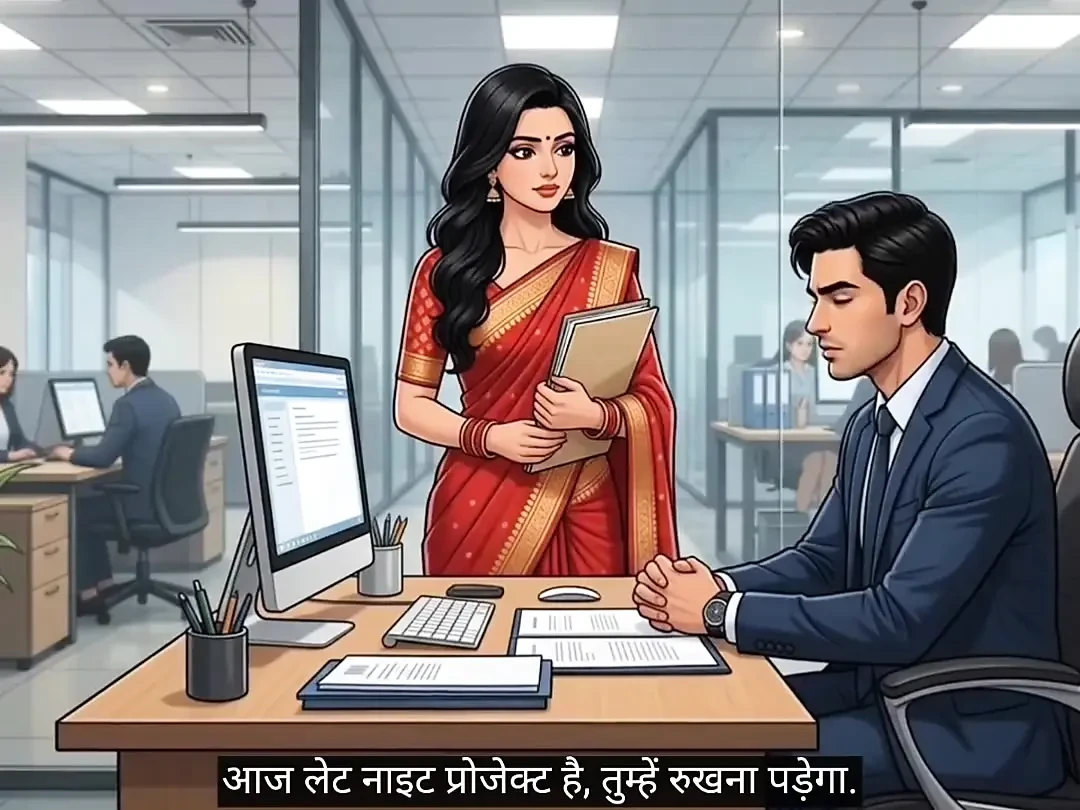 Indian secretary marries hardcore Dia in the night office promotion animation