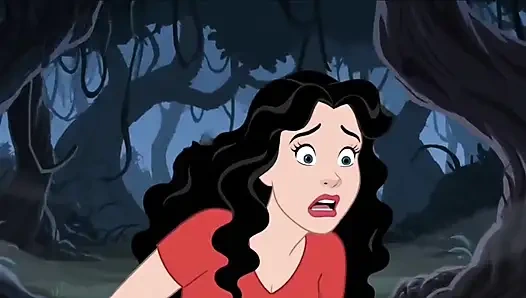 Studentin genießt sex in einem camp. Cartoon-horror-parodie