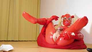 Red latex doll anal masturbation Part 3