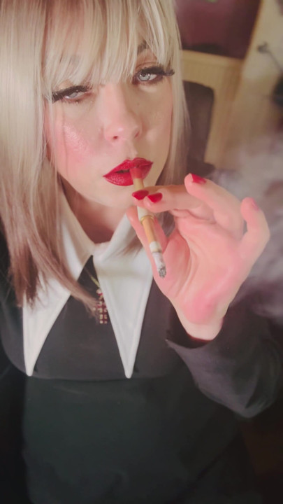 Cute Catholic Girl Tina Snua Smoking A Cork Cigarette - Lots Of Dangles And Snap Inhales | Clip 1