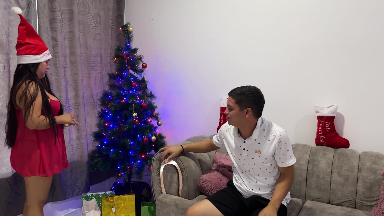 After I Put up the Christmas Tree My Fucking Stepsister Grabs My Balls and Puts Them in Her Mouth, Let's Have a Fuck.