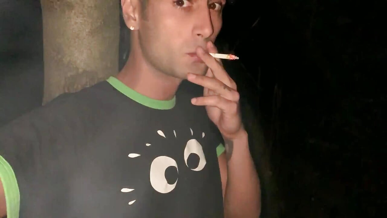 Smoking Cigarette While Jerking and Cumming Outside