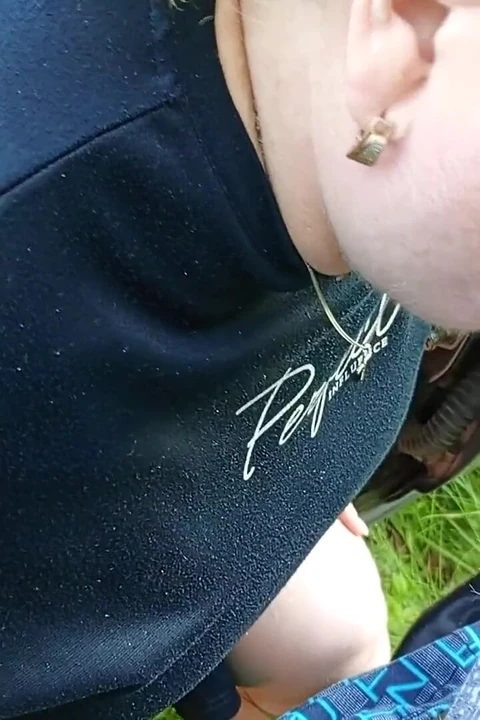 We Came with My Stepmom by Car to the Park Where She Sucks My Dick and Swallows Thick Cum