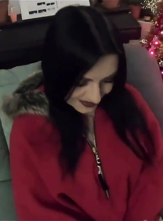 Santa's Horny Slut MILF Blowjob, Doggystyle & Cum on Gloves & Red Coat