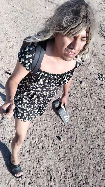 Spectacular moment from "Cute Ladyboy In Public With Very Hot Mini Skirt And Sandals"