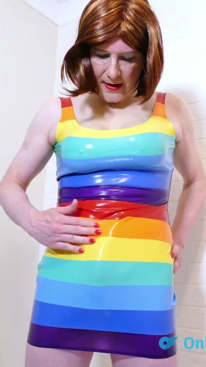 Huge Cock TGirl Lucy wanking with you on your knees (Your POV) | Clip 3