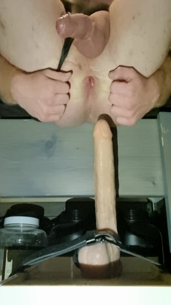 Powerful moment from "Big Natural Boobs TS Bailey Jane Leaking Cum x Piss While Riding BIG Dildo Including Prolapse"