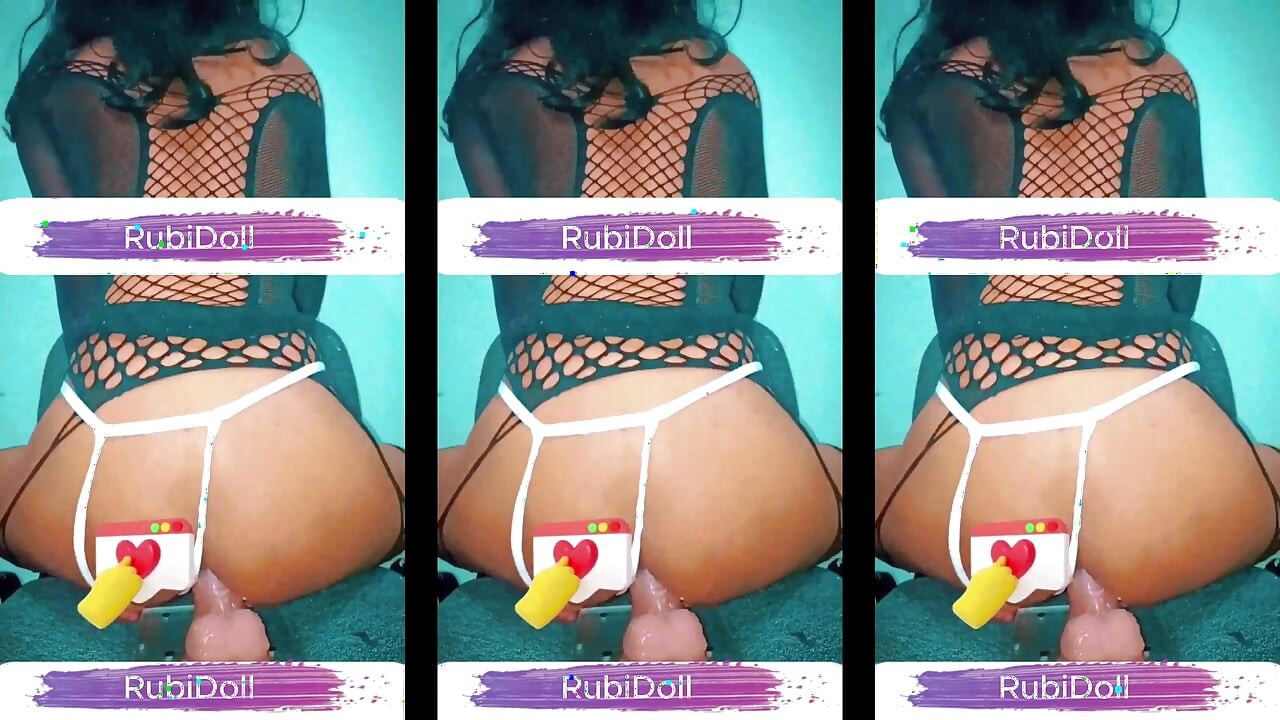 Rubidoll penetrates her small pussy with a BBC dildo