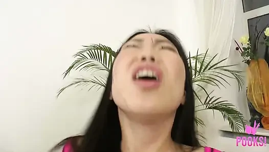 Full video! Horny self spanking asian babe Lucy H slides a dildo in her young oriental pussy!
