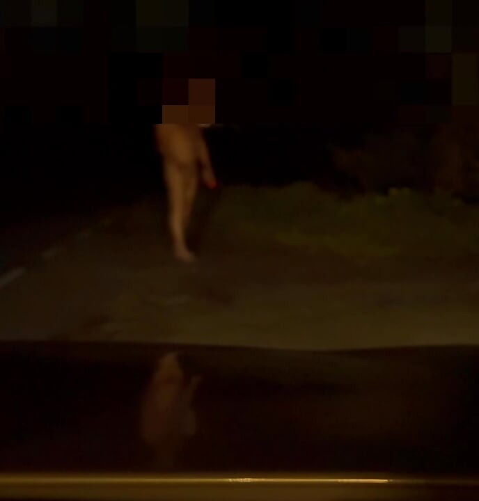 Naked as car passed