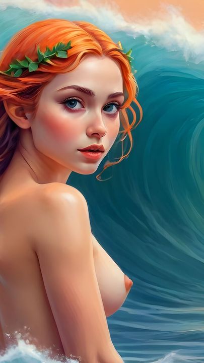 31 Nude Images of 18-year-old Elf Girl in the Waves - 4