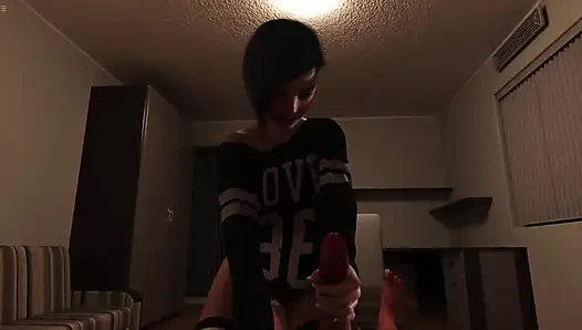 18 Plus Petite Stepsister Giving Me Handjob On My Bed