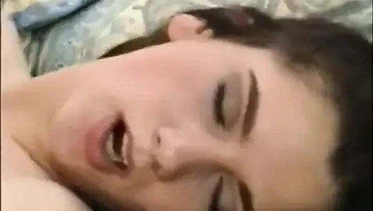 Brunette teen gets her hairy cooch slammed until cumshot