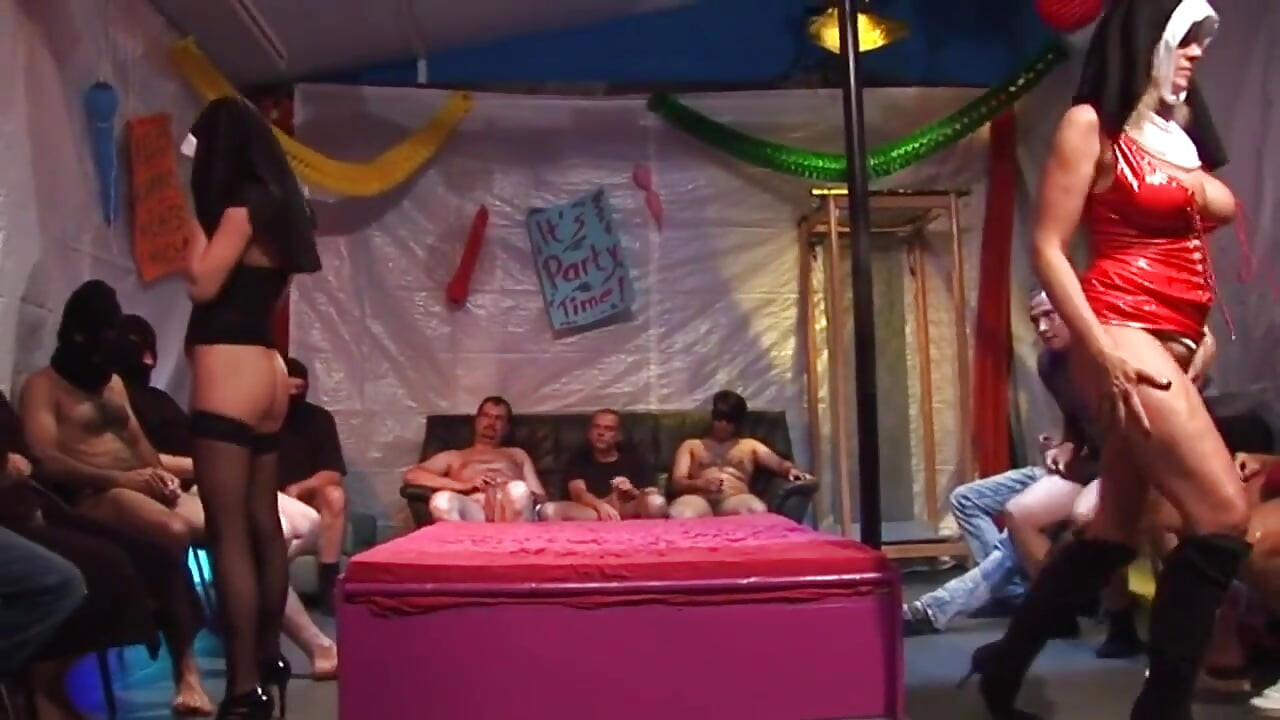 Slutty Nun Rims Fat Ass While Blonde Deepthroats in Wild Orgy
