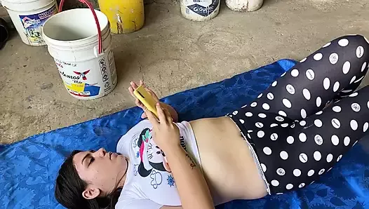 My stepsister sunbathes and I accompany her and I get horny so we fuck each other really hard