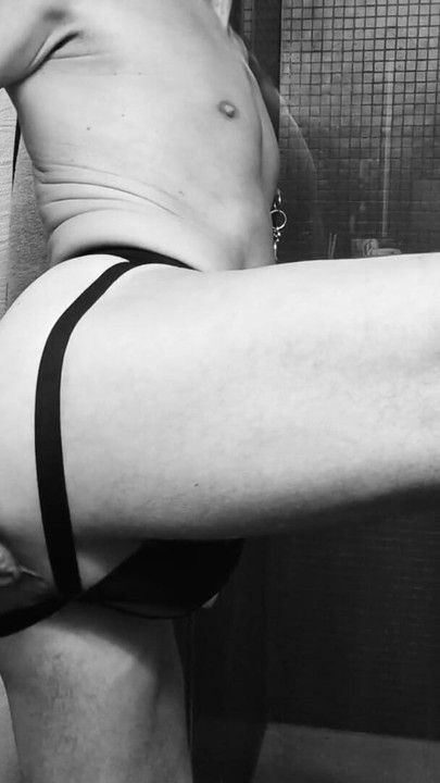 Anal self fisting in jockstrap with huge ass lips and prolapse | Clip 1